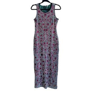 Vintage maxi embroidery and beads fitted dress